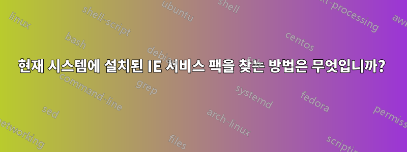 현재 시스템에 설치된 IE 서비스 팩을 찾는 방법은 무엇입니까?