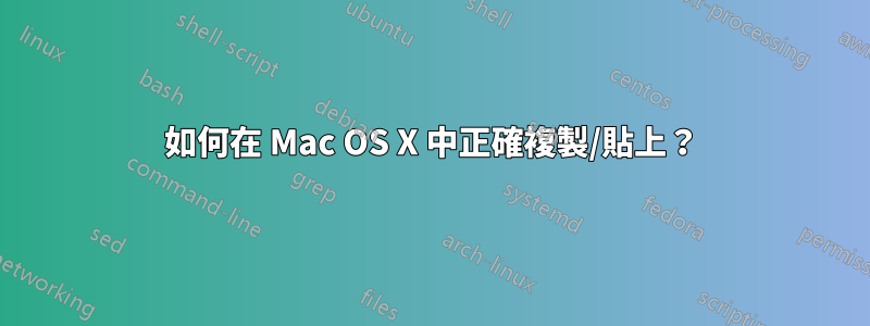 如何在 Mac OS X 中正確複製/貼上？