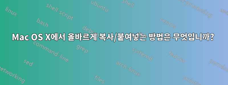 Mac OS X에서 올바르게 복사/붙여넣는 방법은 무엇입니까?