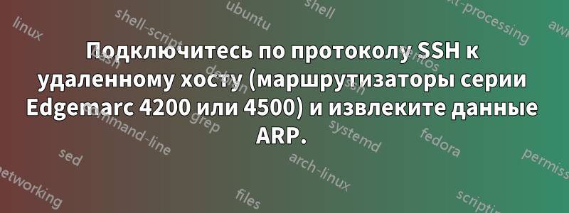 Подключитесь по протоколу SSH к удаленному хосту (маршрутизаторы серии Edgemarc 4200 или 4500) и извлеките данные ARP.