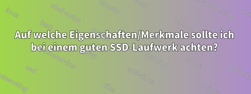 Auf welche Eigenschaften/Merkmale sollte ich bei einem guten SSD-Laufwerk achten?