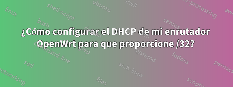 ¿Cómo configurar el DHCP de mi enrutador OpenWrt para que proporcione /32?