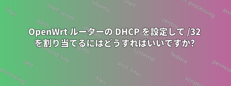 OpenWrt ルーターの DHCP を設定して /32 を割り当てるにはどうすればいいですか?