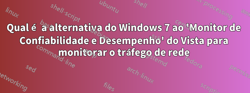 Qual é a alternativa do Windows 7 ao 'Monitor de Confiabilidade e Desempenho' do Vista para monitorar o tráfego de rede