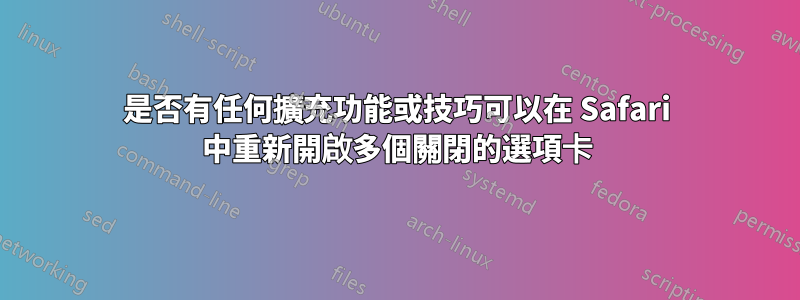 是否有任何擴充功能或技巧可以在 Safari 中重新開啟多個關閉的選項卡