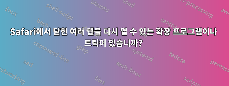 Safari에서 닫힌 여러 탭을 다시 열 수 있는 확장 프로그램이나 트릭이 있습니까?