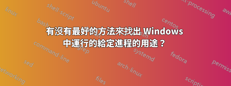 有沒有最好的方法來找出 Windows 中運行的給定進程的用途？