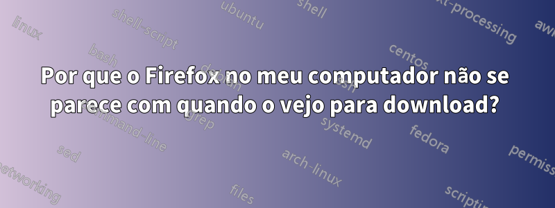 Por que o Firefox no meu computador não se parece com quando o vejo para download?