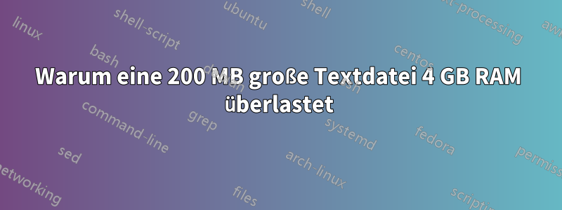 Warum eine 200 MB große Textdatei 4 GB RAM überlastet