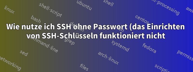 Wie nutze ich SSH ohne Passwort (das Einrichten von SSH-Schlüsseln funktioniert nicht)?
