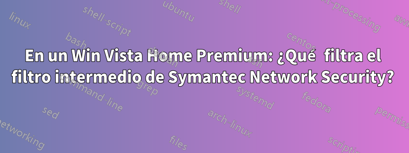 En un Win Vista Home Premium: ¿Qué filtra el filtro intermedio de Symantec Network Security?