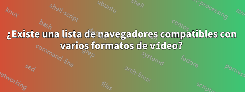 ¿Existe una lista de navegadores compatibles con varios formatos de vídeo?