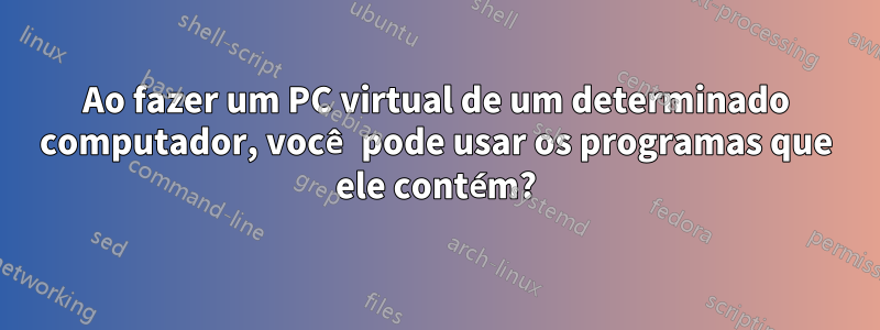 Ao fazer um PC virtual de um determinado computador, você pode usar os programas que ele contém?