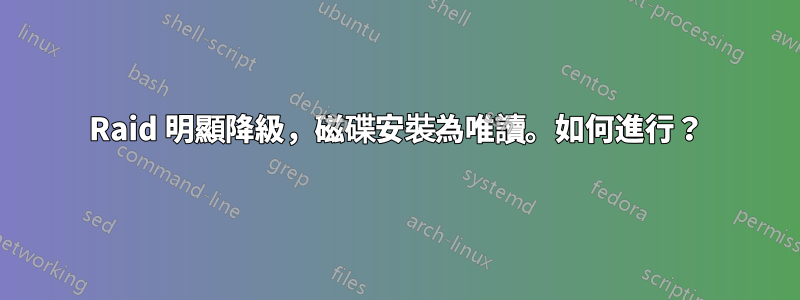 Raid 明顯降級，磁碟安裝為唯讀。如何進行？