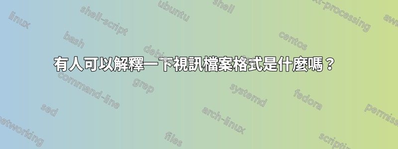 有人可以解釋一下視訊檔案格式是什麼嗎?