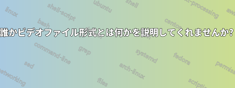 誰かビデオファイル形式とは何かを説明してくれませんか?