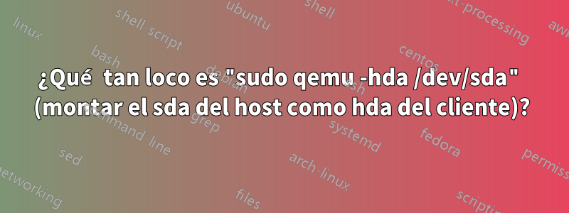 ¿Qué tan loco es "sudo qemu -hda /dev/sda" (montar el sda del host como hda del cliente)?