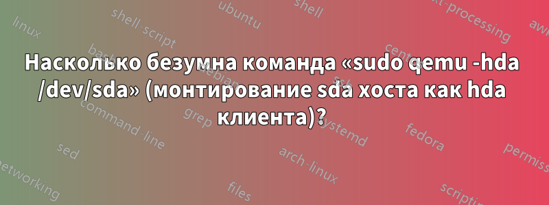 Насколько безумна команда «sudo qemu -hda /dev/sda» (монтирование sda хоста как hda клиента)?