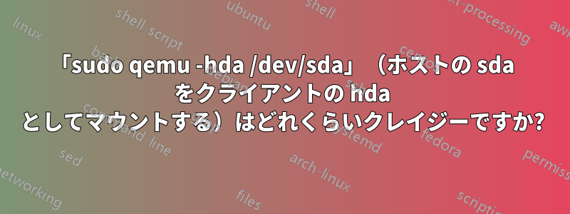 「sudo qemu -hda /dev/sda」（ホストの sda をクライアントの hda としてマウントする）はどれくらいクレイジーですか?
