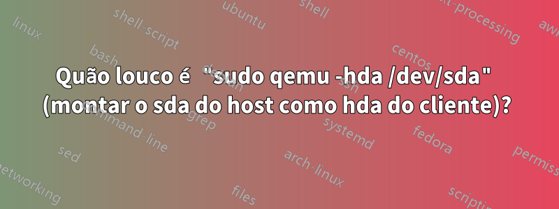 Quão louco é "sudo qemu -hda /dev/sda" (montar o sda do host como hda do cliente)?