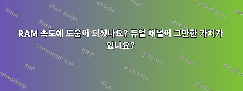 RAM 속도에 도움이 되셨나요? 듀얼 채널이 그만한 가치가 있나요?