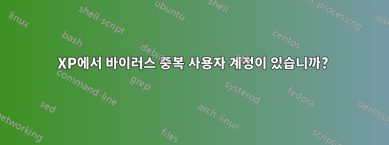 XP에서 바이러스 중복 사용자 계정이 있습니까?