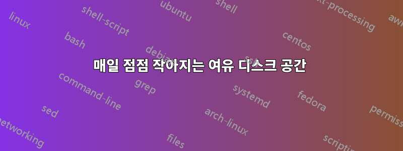 매일 점점 작아지는 여유 디스크 공간