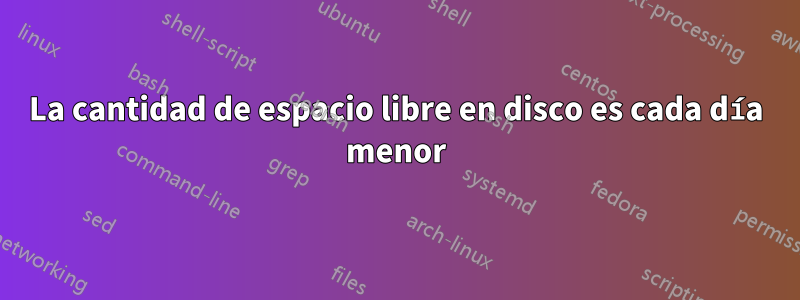 La cantidad de espacio libre en disco es cada día menor