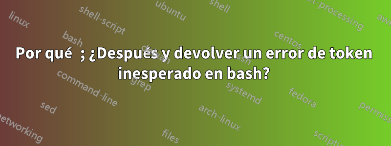 Por qué ; ¿Después y devolver un error de token inesperado en bash?