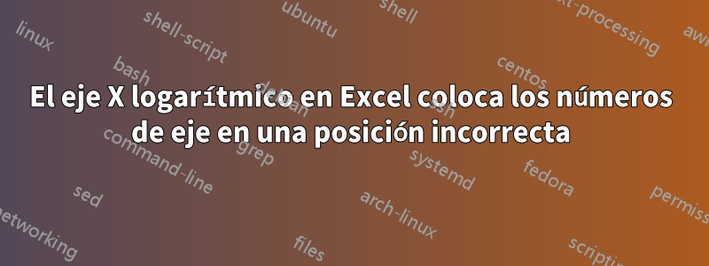 El eje X logarítmico en Excel coloca los números de eje en una posición incorrecta
