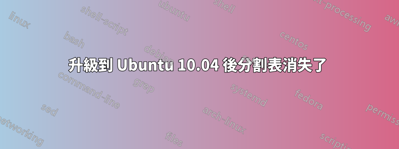 升級到 Ubuntu 10.04 後分割表消失了