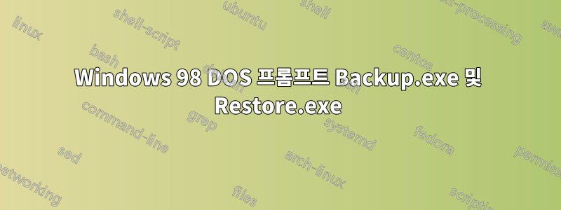 Windows 98 DOS 프롬프트 Backup.exe 및 Restore.exe