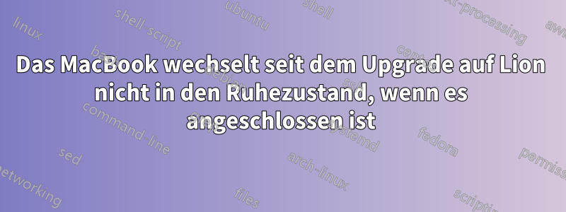 Das MacBook wechselt seit dem Upgrade auf Lion nicht in den Ruhezustand, wenn es angeschlossen ist