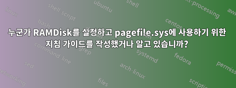 누군가 RAMDisk를 설정하고 pagefile.sys에 사용하기 위한 지침 가이드를 작성했거나 알고 있습니까?