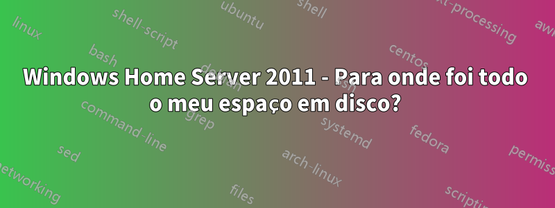 Windows Home Server 2011 - Para onde foi todo o meu espaço em disco?