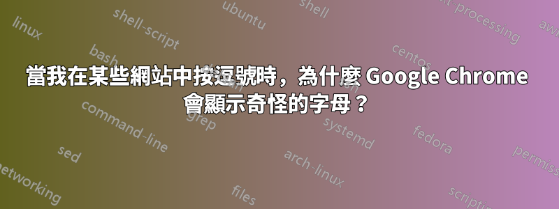 當我在某些網站中按逗號時，為什麼 Google Chrome 會顯示奇怪的字母？