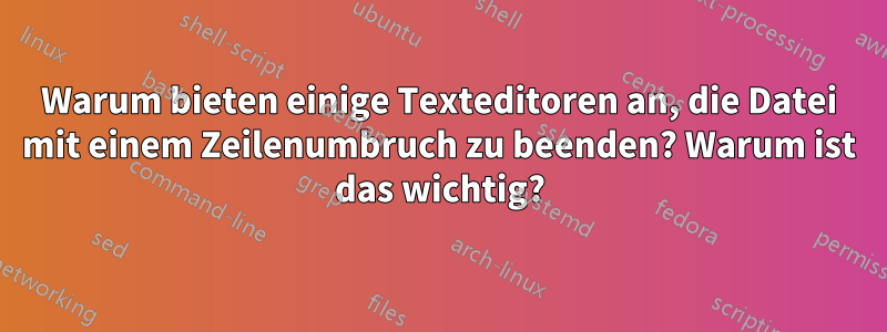 Warum bieten einige Texteditoren an, die Datei mit einem Zeilenumbruch zu beenden? Warum ist das wichtig?