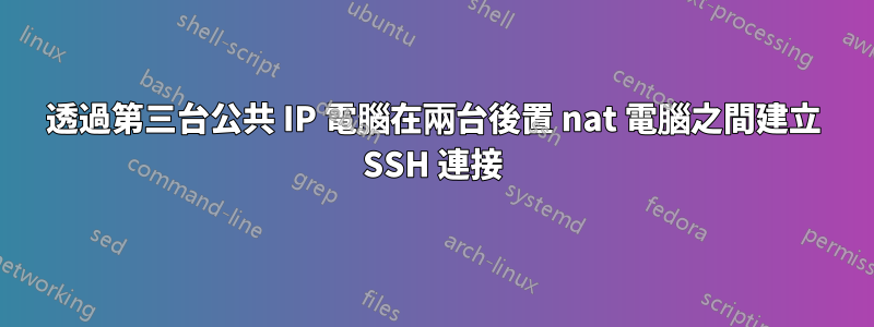 透過第三台公共 IP 電腦在兩台後置 nat 電腦之間建立 SSH 連接