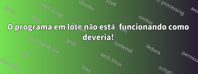 O programa em lote não está funcionando como deveria!