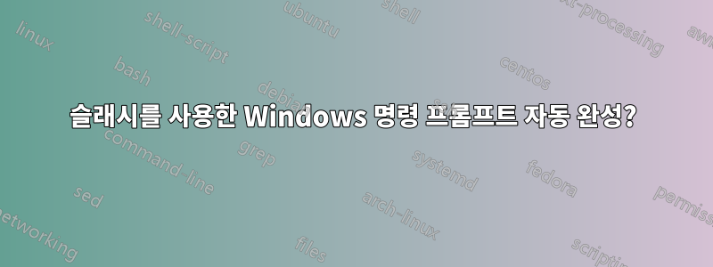 슬래시를 사용한 Windows 명령 프롬프트 자동 완성?