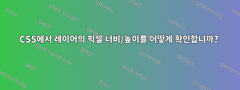 CS5에서 레이어의 픽셀 너비/높이를 어떻게 확인합니까?