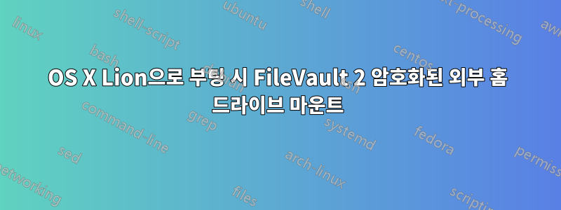 OS X Lion으로 부팅 시 FileVault 2 암호화된 외부 홈 드라이브 마운트