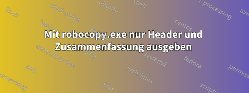 Mit robocopy.exe nur Header und Zusammenfassung ausgeben