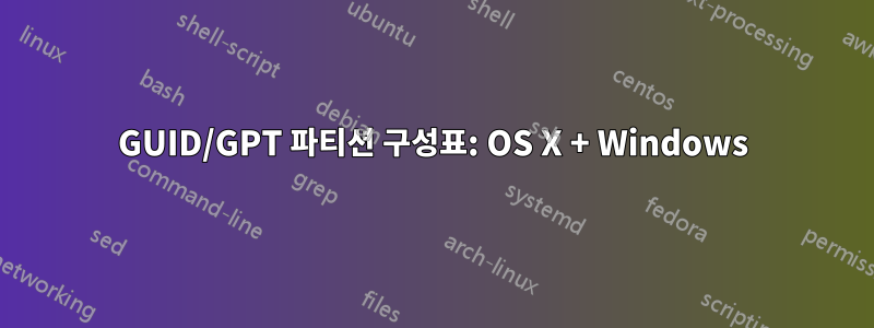 GUID/GPT 파티션 구성표: OS X + Windows