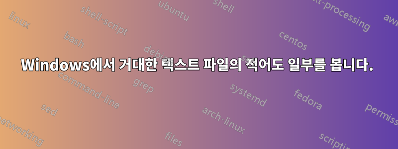 Windows에서 거대한 텍스트 파일의 적어도 일부를 봅니다.