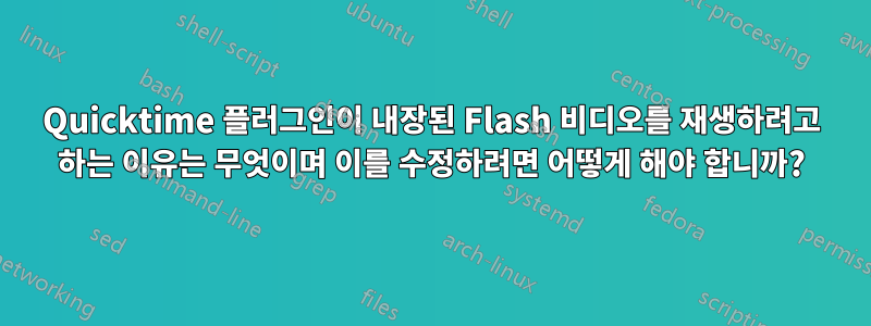 Quicktime 플러그인이 내장된 Flash 비디오를 재생하려고 하는 이유는 무엇이며 이를 수정하려면 어떻게 해야 합니까?