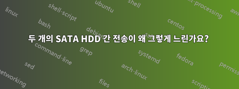 두 개의 SATA HDD 간 전송이 왜 그렇게 느린가요?