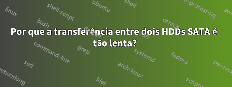 Por que a transferência entre dois HDDs SATA é tão lenta?