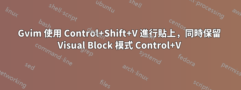 Gvim 使用 Control+Shift+V 進行貼上，同時保留 Visual Block 模式 Control+V