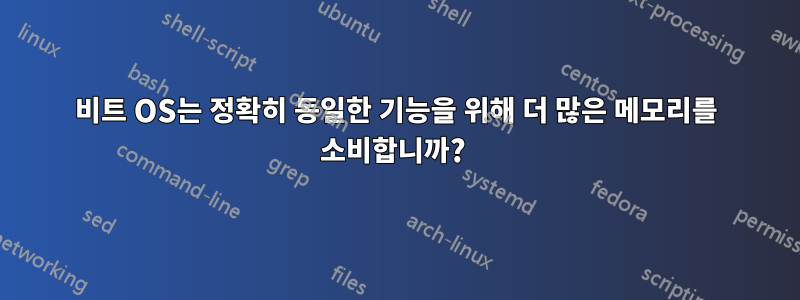 64비트 OS는 정확히 동일한 기능을 위해 더 많은 메모리를 소비합니까? 